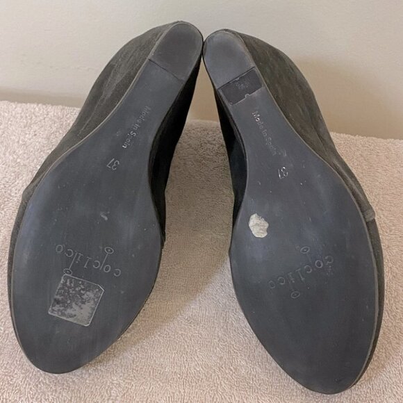 COCLICO Brown Suede Wedge Ankle Booties With Fringe Detail 37 - Picture 9 of 12